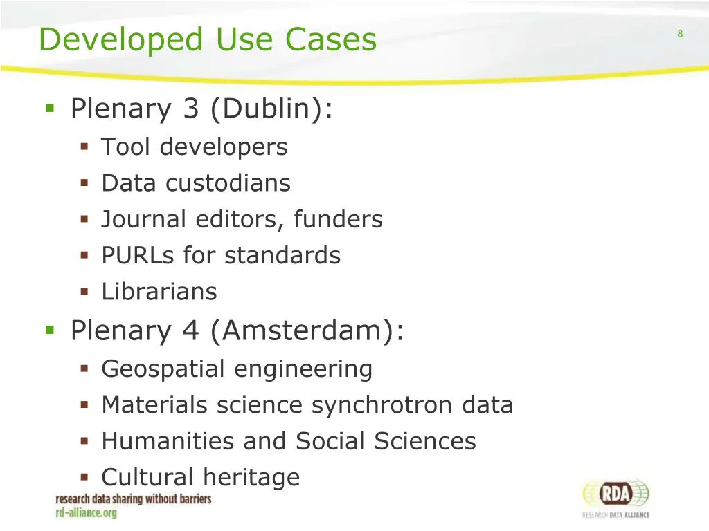 developed use cases