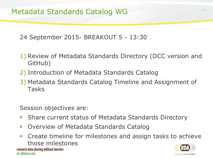 metadata standards catalog wg