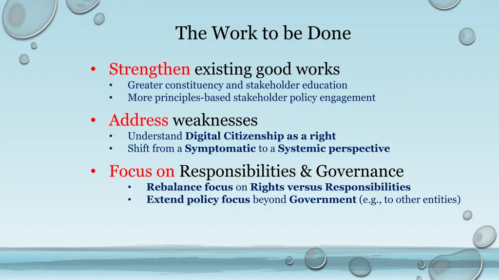 the work to be done
