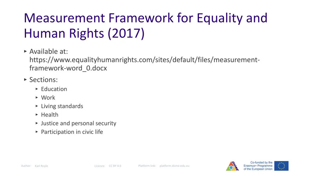 measurement framework for equality and human