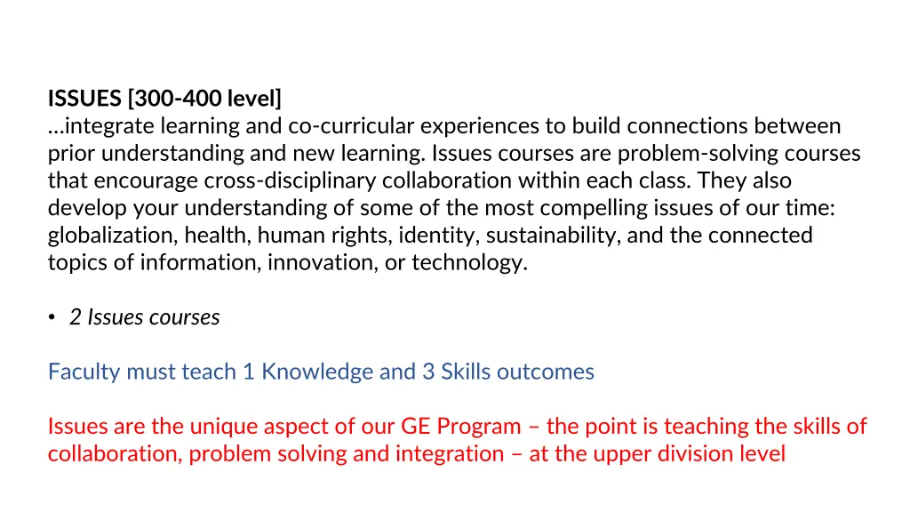 issues 300 400 level integrate learning