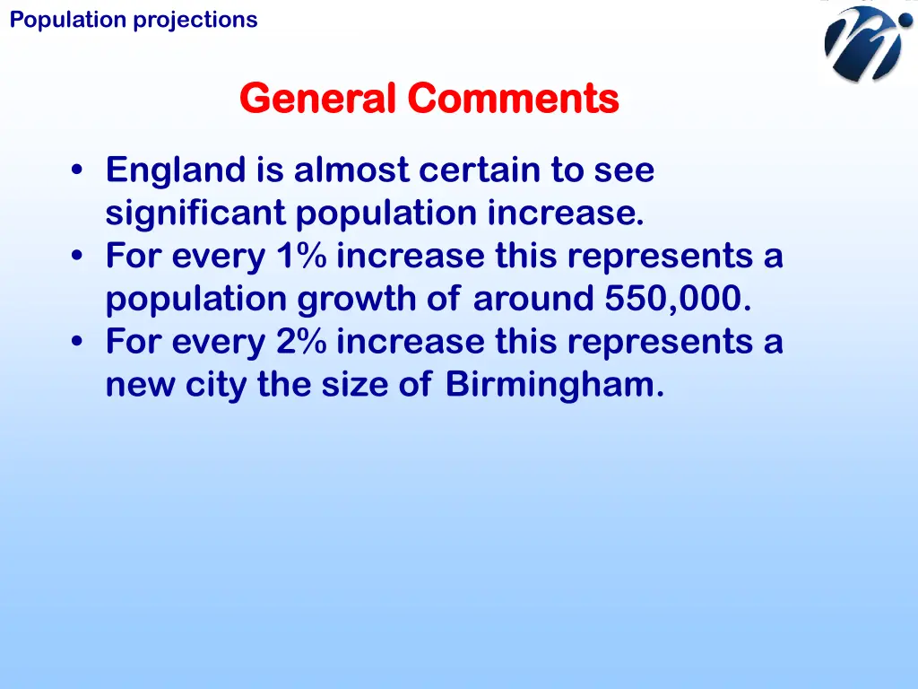 population projections 1