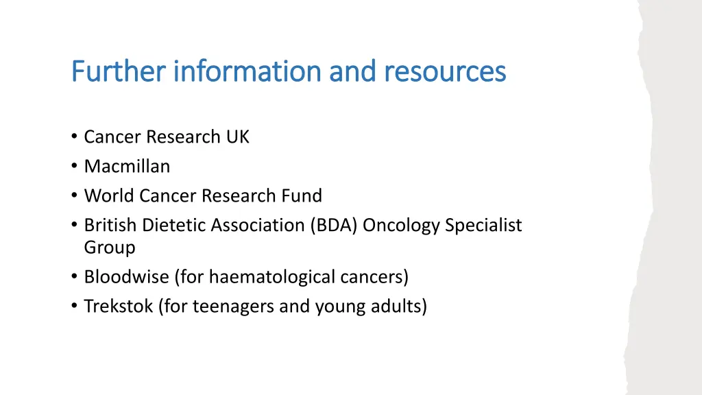 further information and resources further
