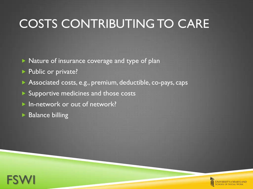 costs contributing to care