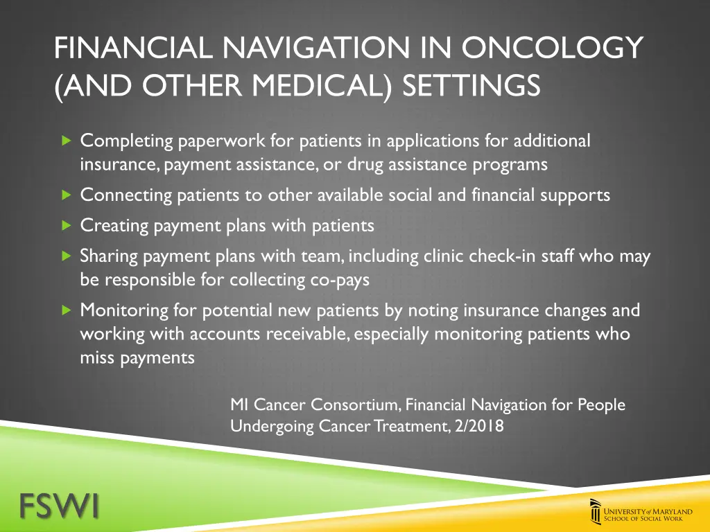 financial navigation in oncology and other 1