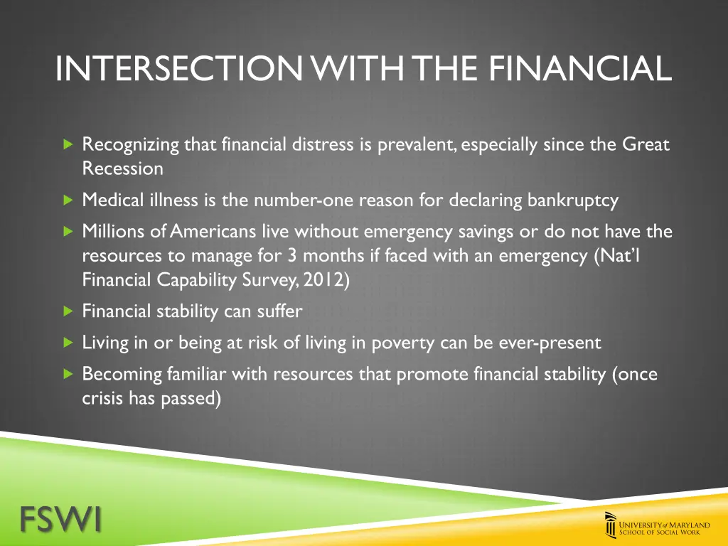 intersection with the financial