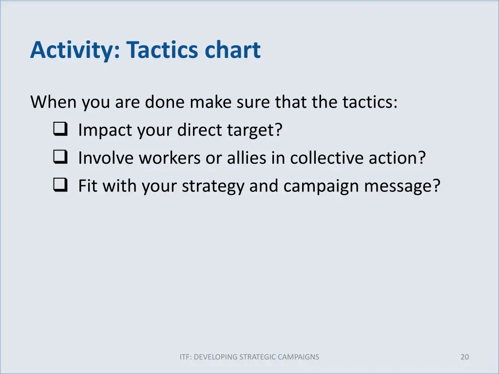 activity tactics chart 2
