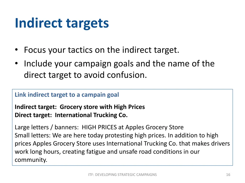 indirect targets