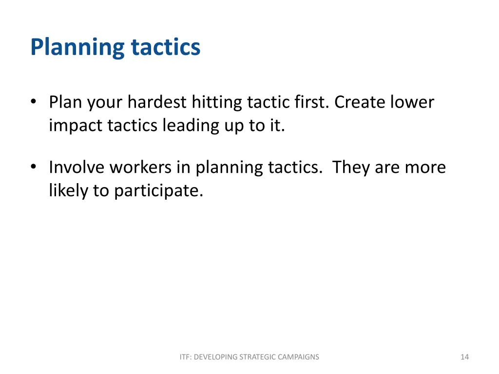 planning tactics