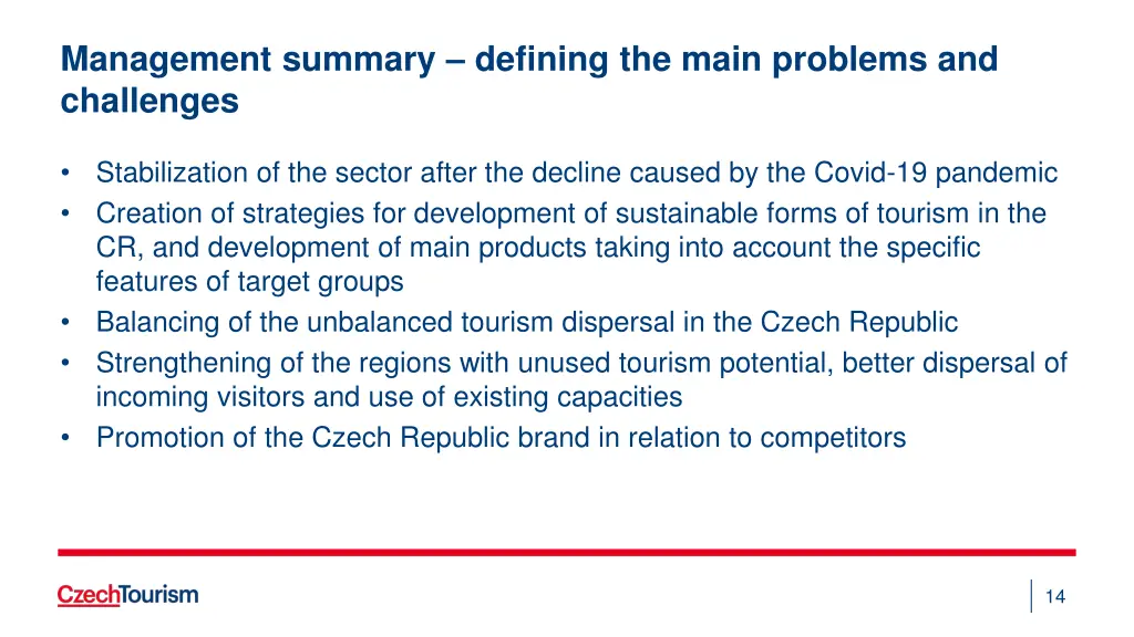 management summary defining the main problems
