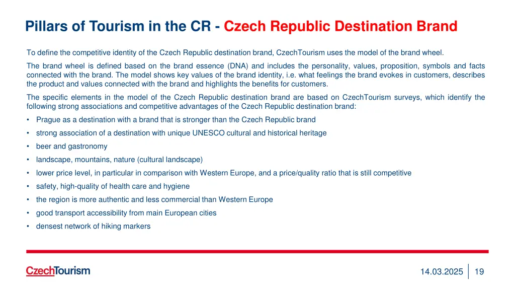 pillars of tourism in the cr czech republic