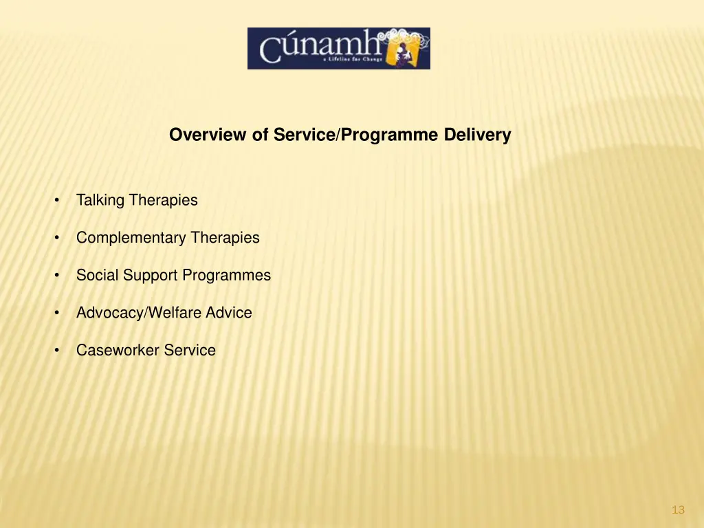 overview of service programme delivery