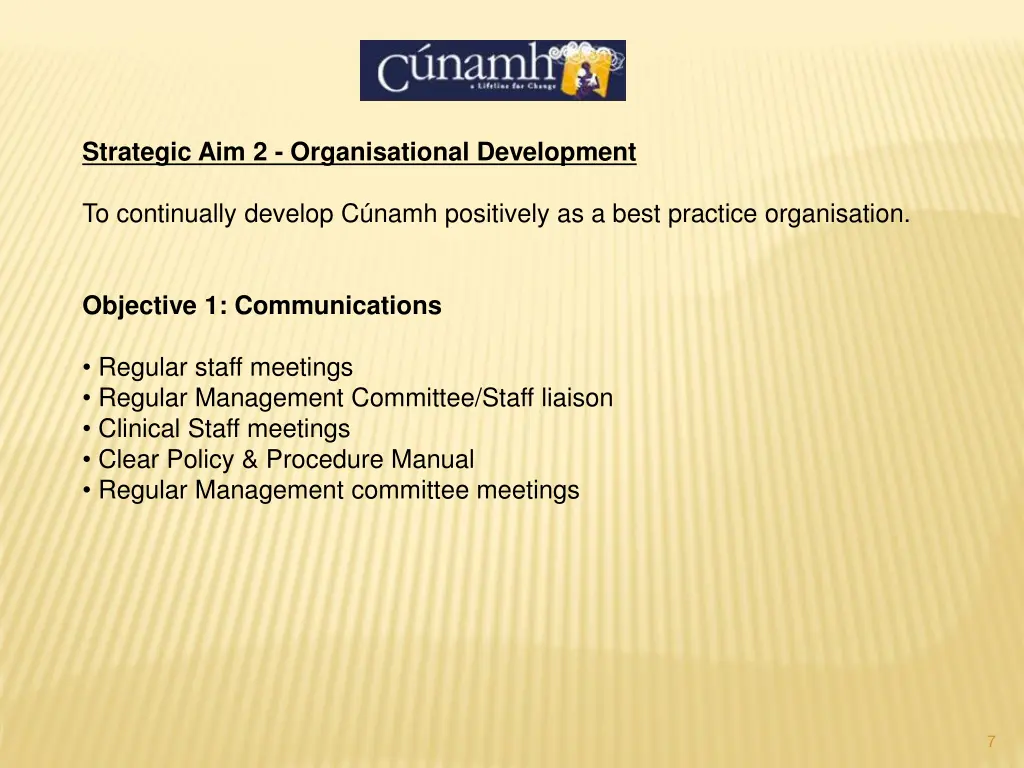 strategic aim 2 organisational development