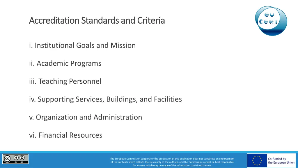 accreditation standards and criteria