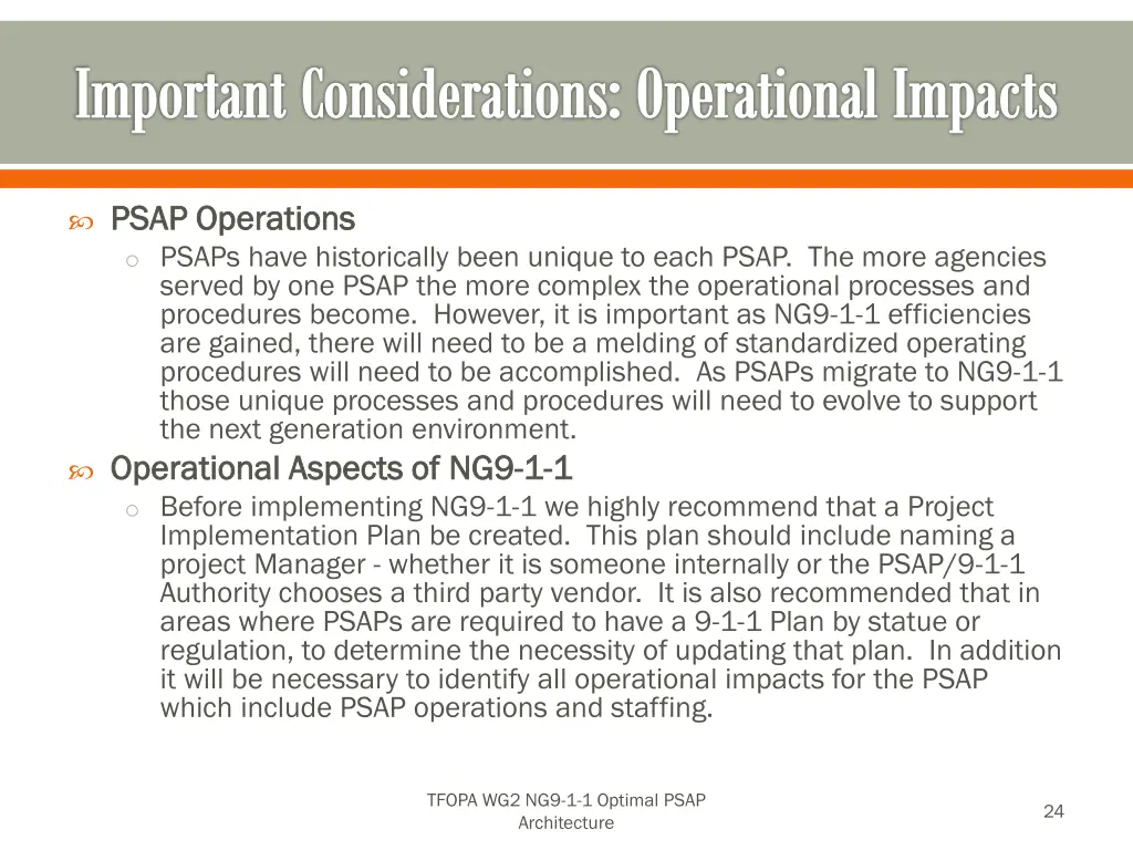 important considerations operational impacts 1