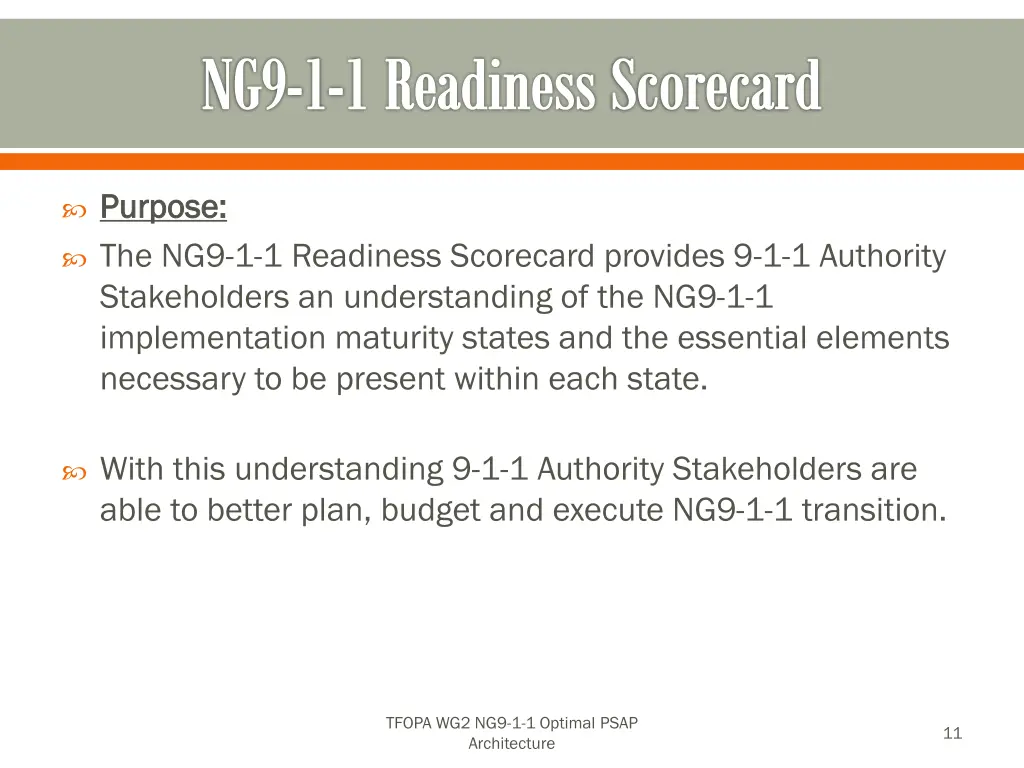 ng9 1 1 readiness scorecard
