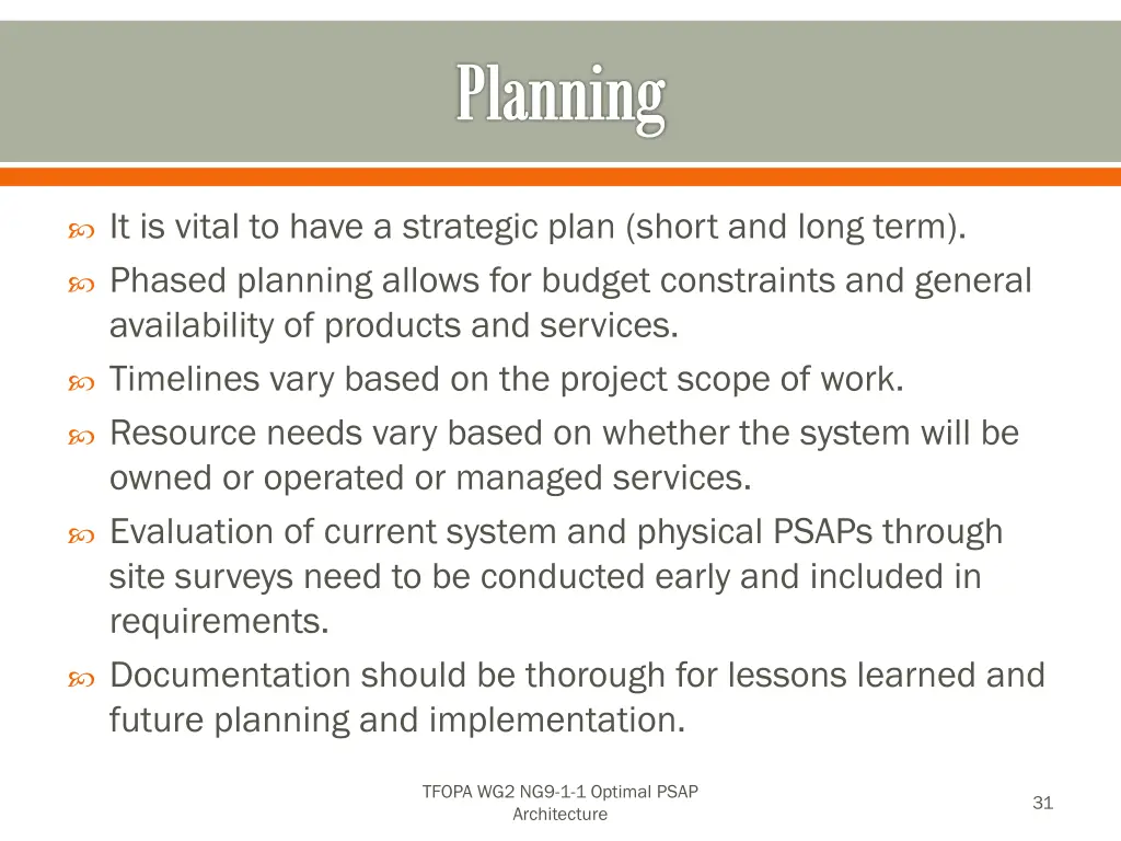 planning