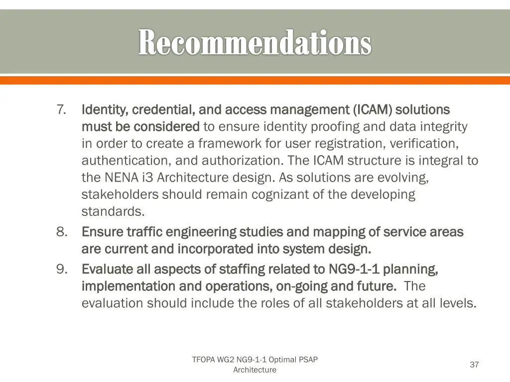 recommendations 1