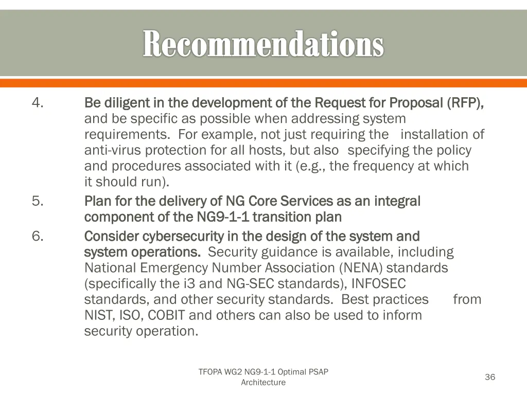 recommendations
