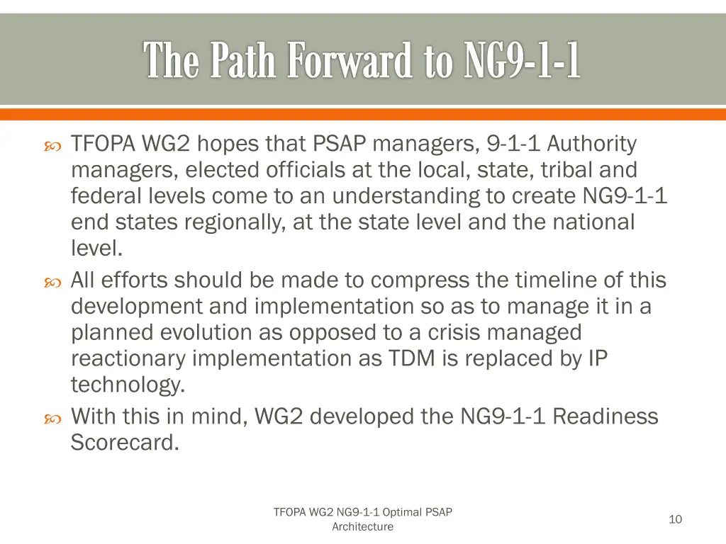 the path forward to ng9 1 1