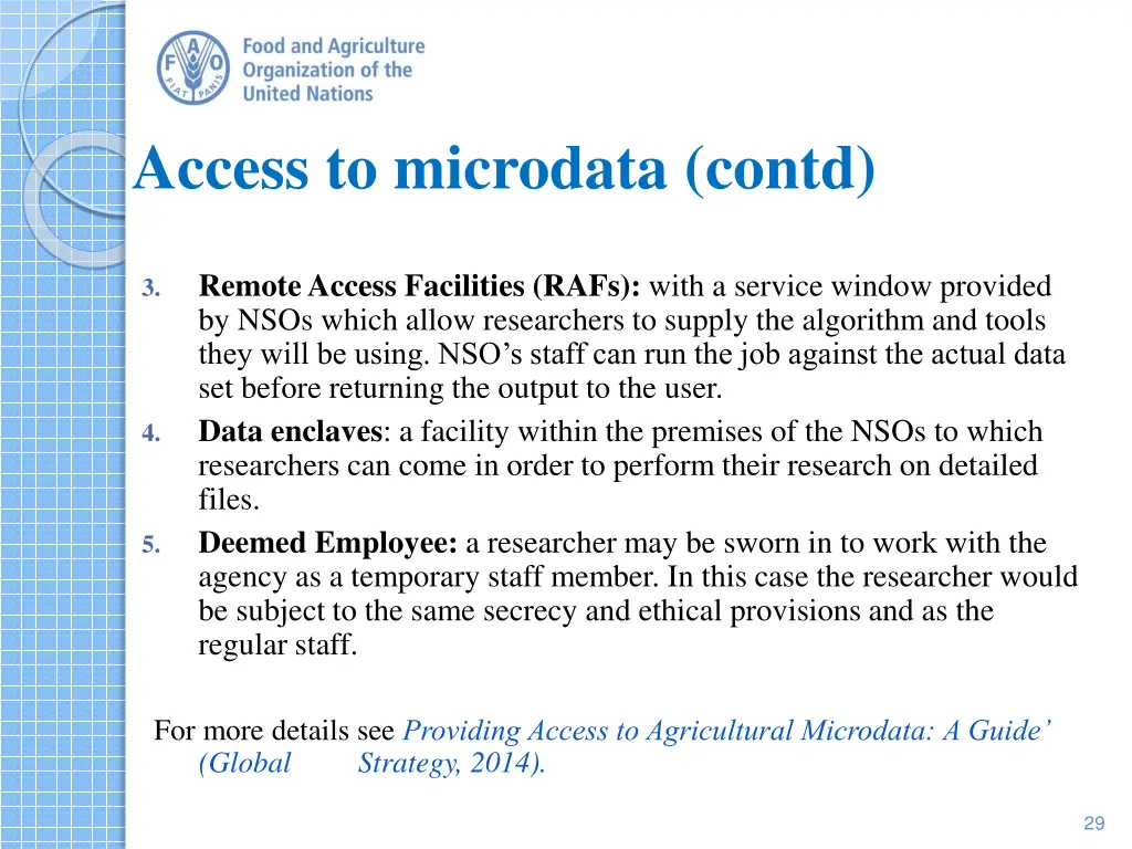 access to microdata contd