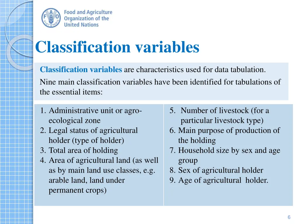 classification variables