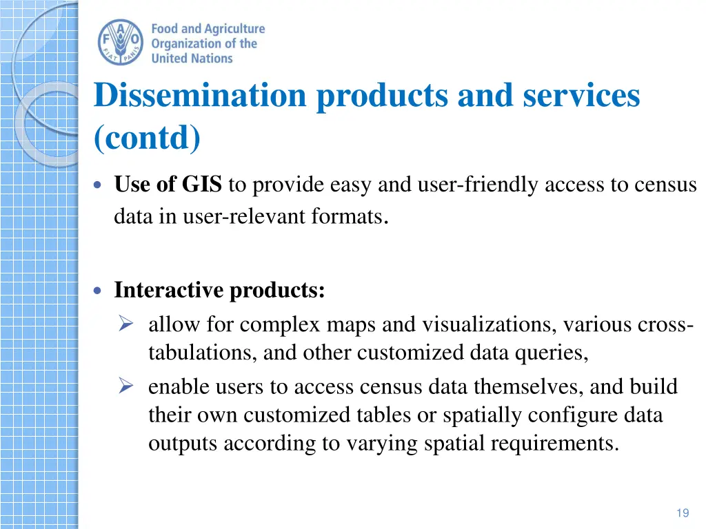 dissemination products and services contd