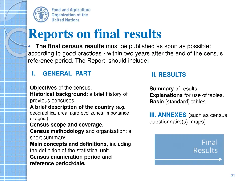 reports on final results the final census results