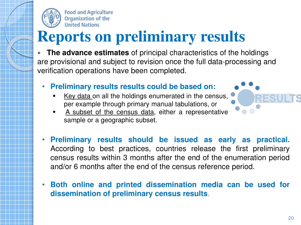 reports on preliminary results
