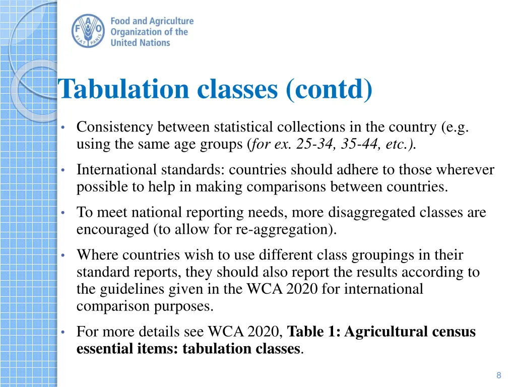 tabulation classes contd