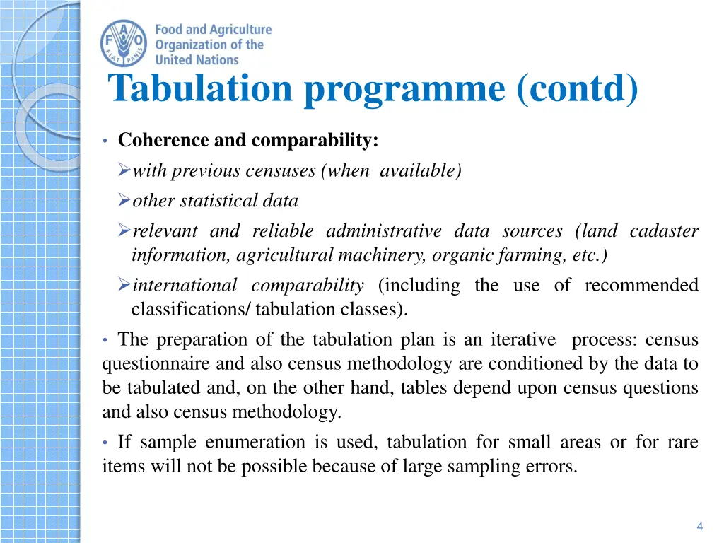 tabulation programme contd