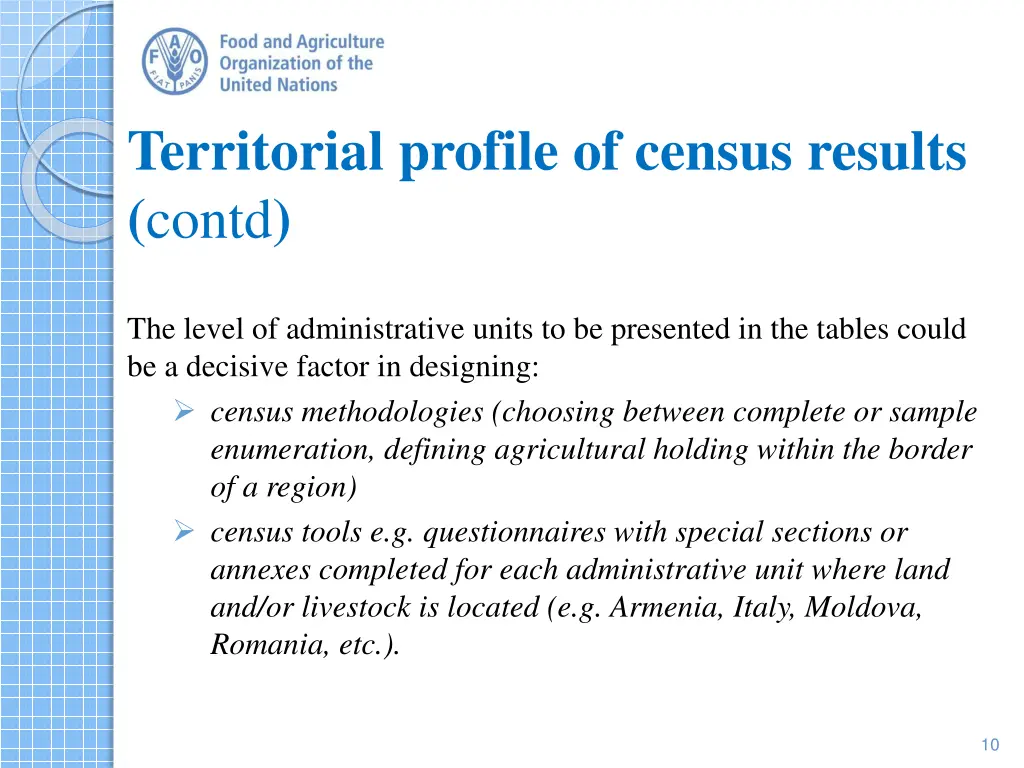 territorial profile of census results contd