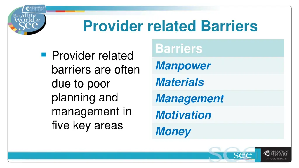provider related barriers