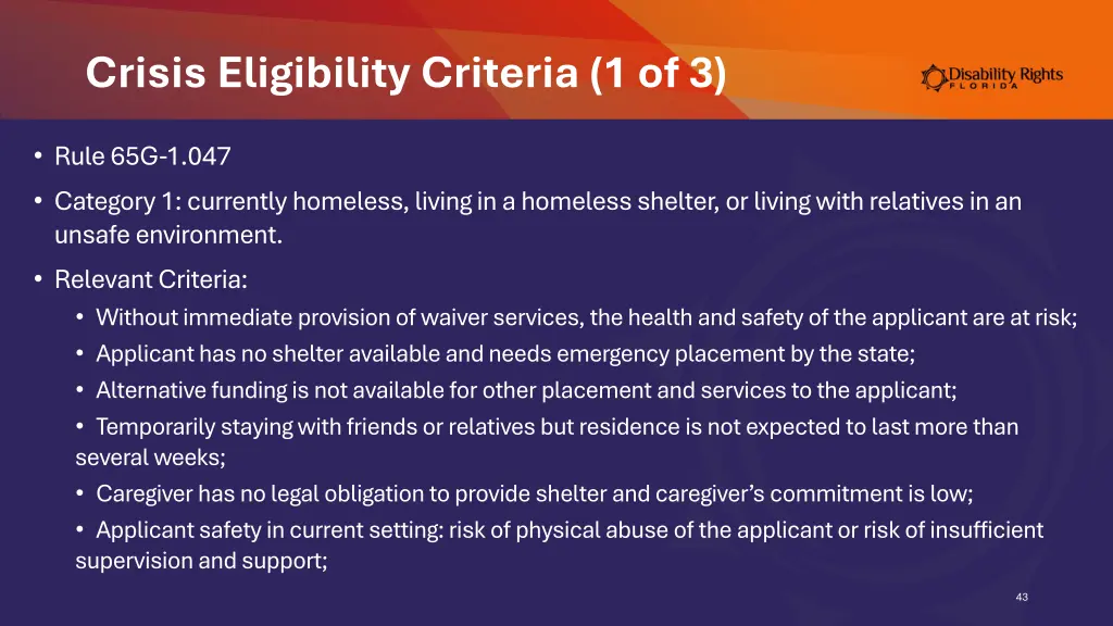 crisis eligibility criteria 1 of 3