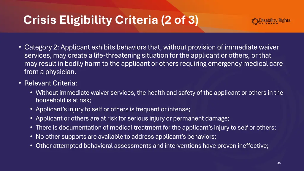 crisis eligibility criteria 2 of 3