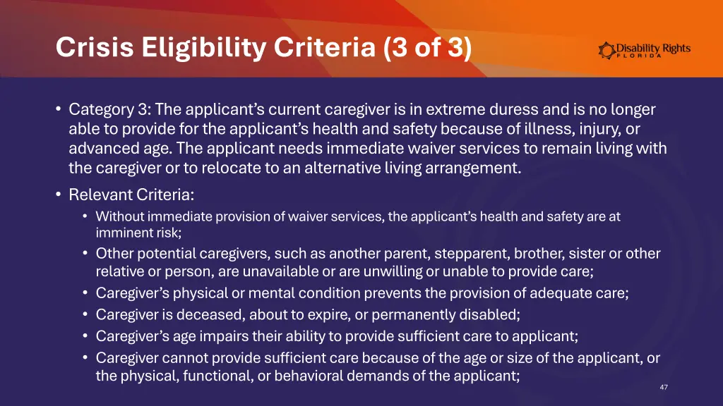 crisis eligibility criteria 3 of 3
