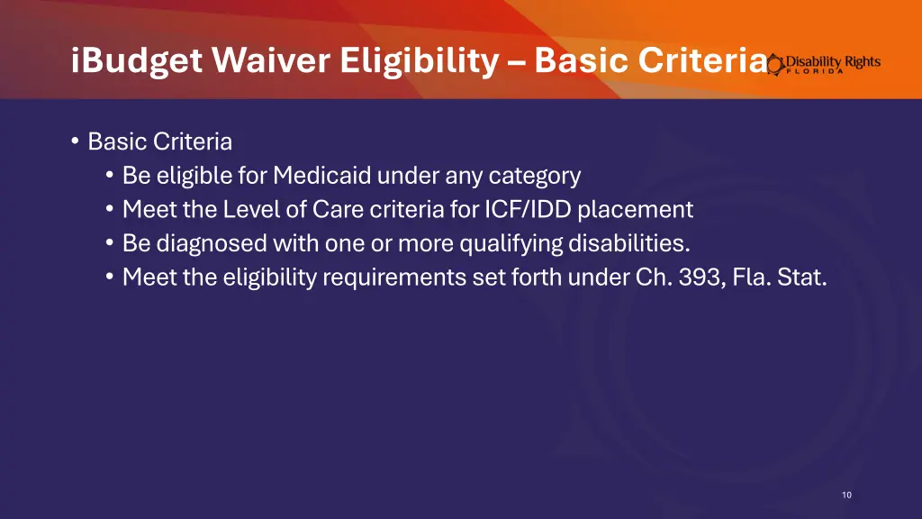 ibudget waiver eligibility basic criteria