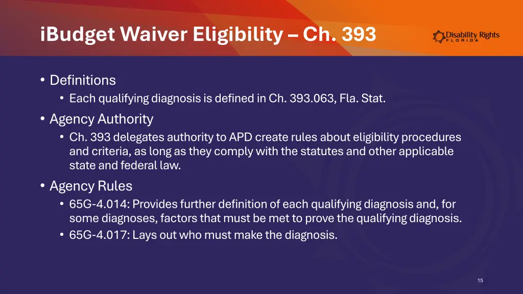 ibudget waiver eligibility ch 393