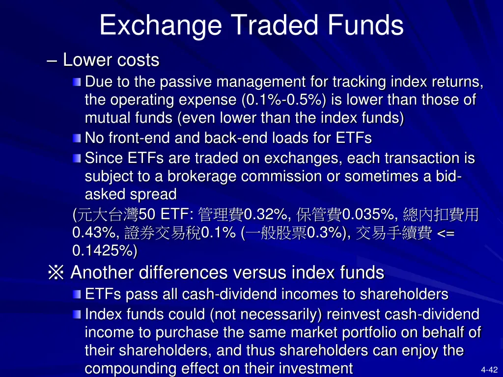 exchange traded funds lower costs