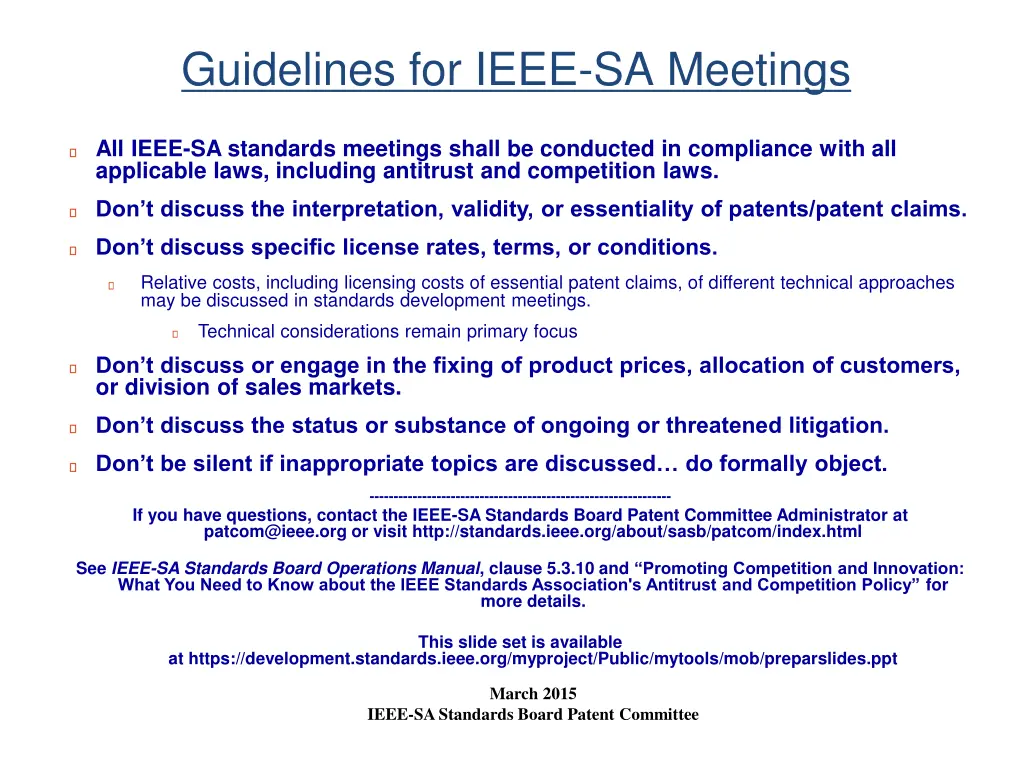 guidelines for ieee sa meetings
