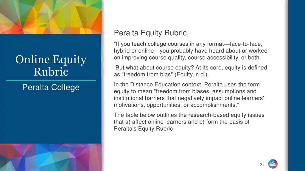 peralta equity rubric