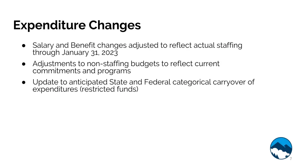 expenditure changes 1