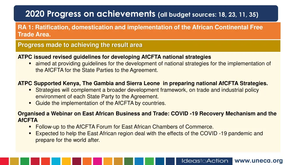 2020 progress on achievements all budget sources 4