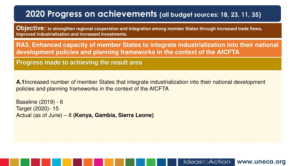 2020 progress on achievements all budget sources 7