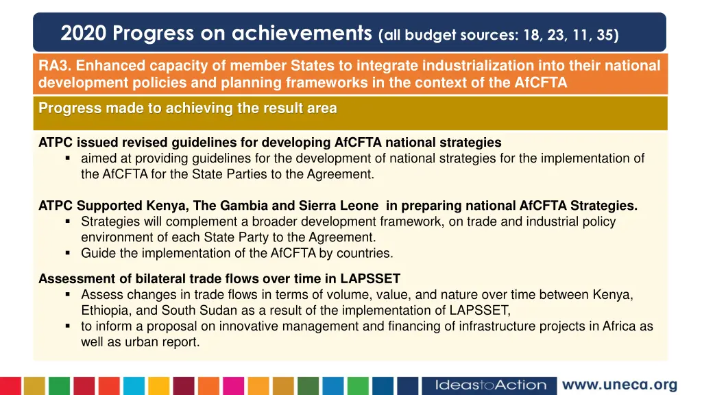 2020 progress on achievements all budget sources 8