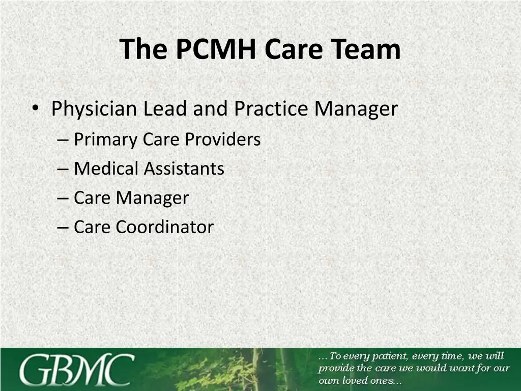 the pcmh care team