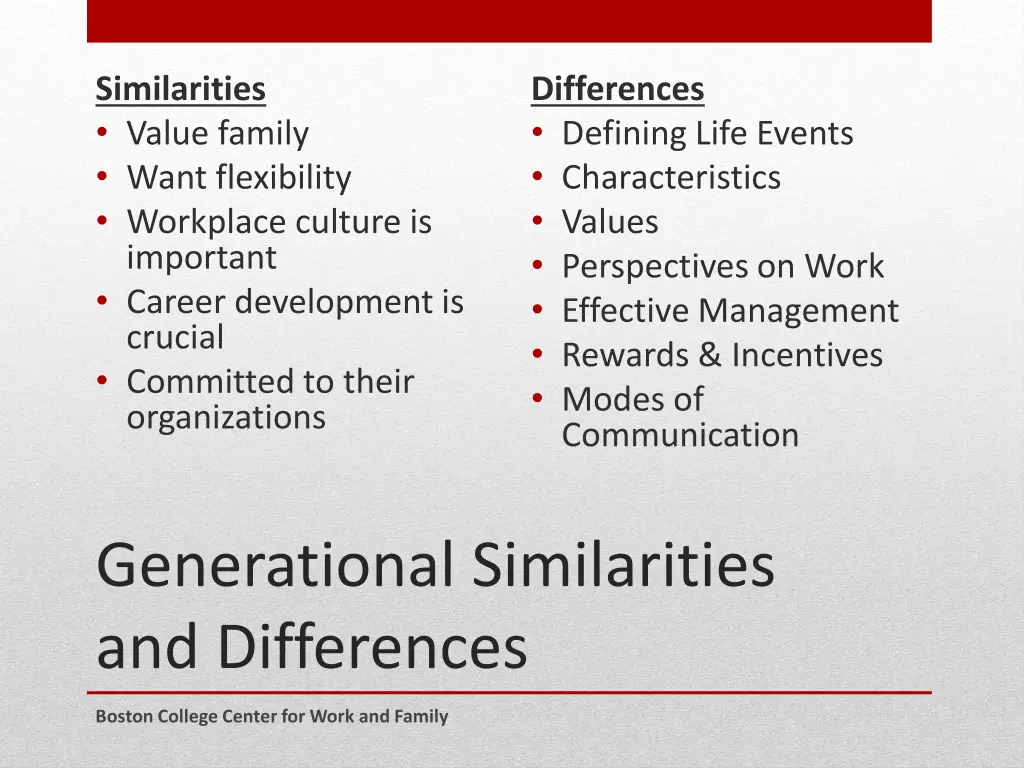 similarities value family want flexibility