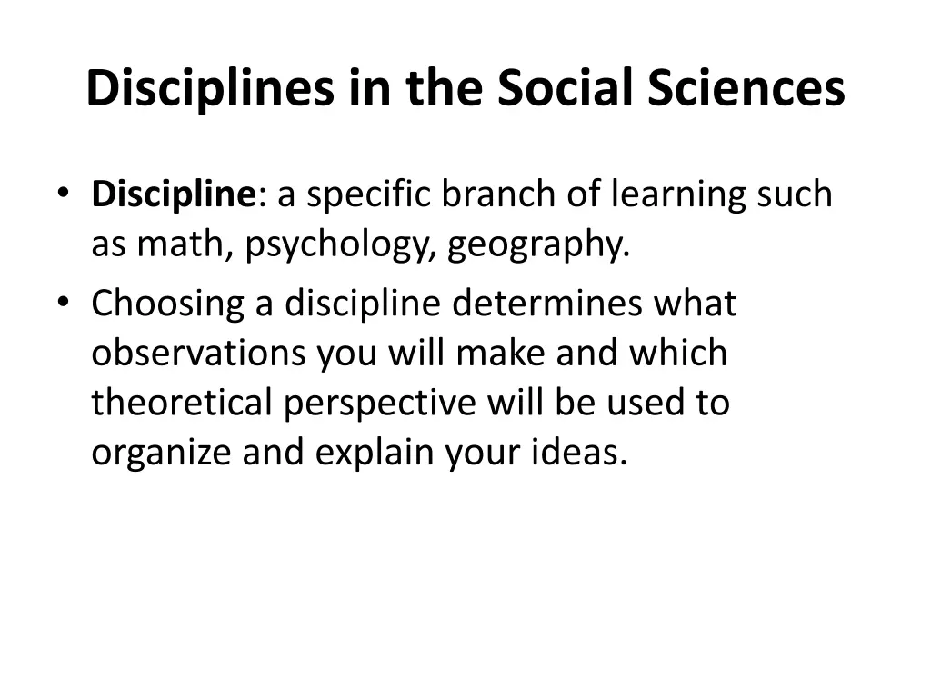 disciplines in the social sciences
