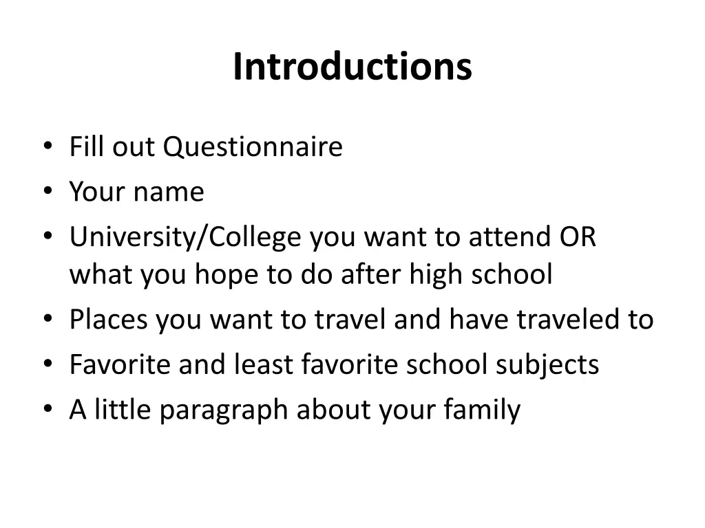 introductions
