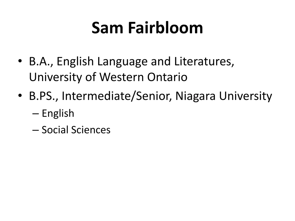 sam fairbloom